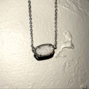 Kendra Scott Elisa Silver Pendant Necklace In Iridescent Drusy